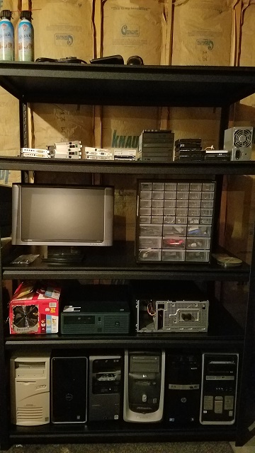 The new basement shelf.