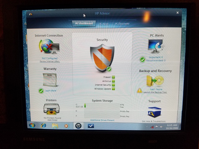 The low-quality HP Advisor bloatware app that almost looks like a rogue antivirus.