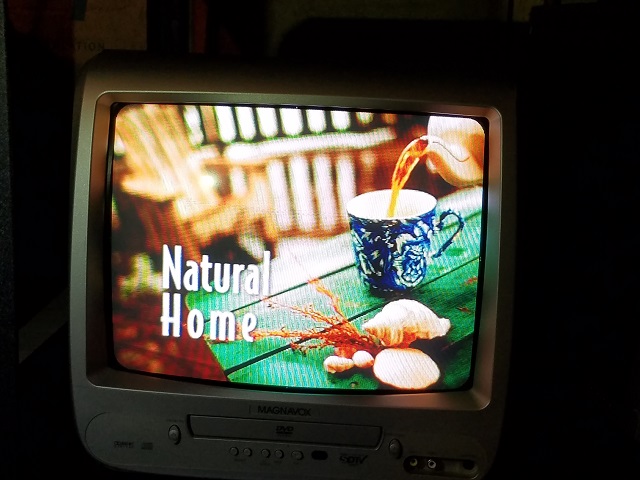 The Magnavox playing a DVD.