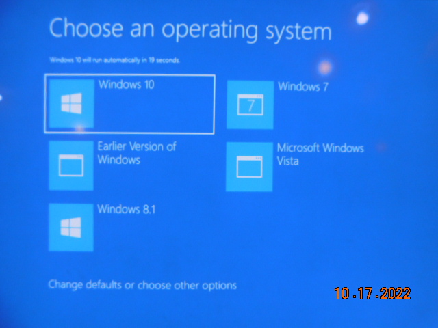 The Windows OS choice menu.