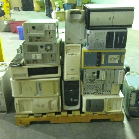 The pallet of computers.
