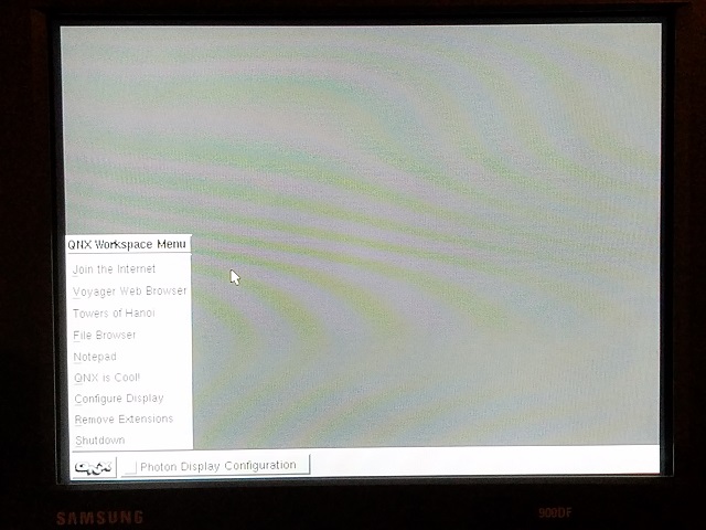 The QNX desktop.