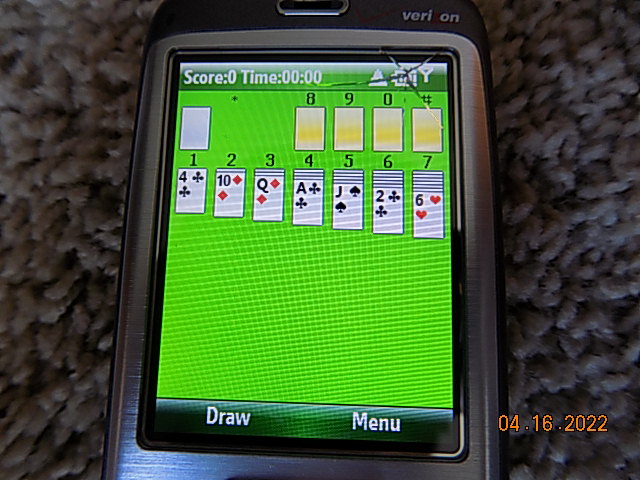 The HTC running Solitaire.