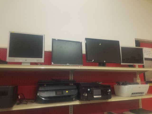 The first thrift store I went to, with the assortment of monitors & printers.