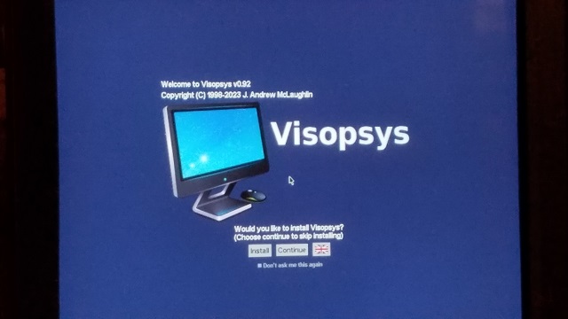 The installer screen of Visopsys.