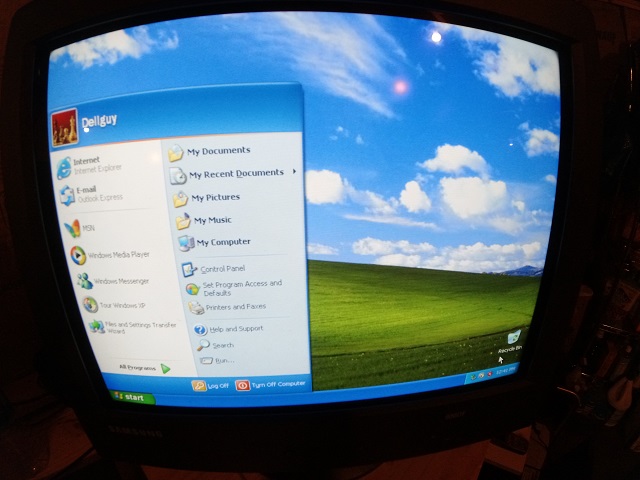 WinXP booted to the desktop.